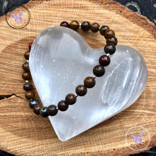 Tiger Iron & Silver Bead Bracelet